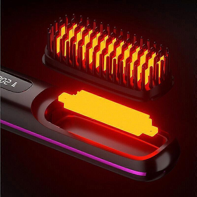 Go Brush Pro Portable Hair Straightener Brush, Ionic Straightening Brush for All Hair Types, Fast Styling, Anti-Scald Design, Travel-Friendly