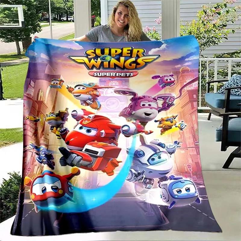 Super Wings Blanket Cartoon Child Flannel Throw Blankets Micro Fleece Cozy Plush Covers for Bed Car and Home Decoration