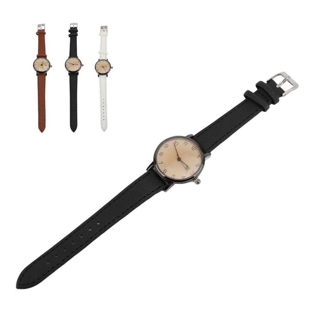 Women Simple Classic PU Leather Analog Quartz Watch Date Arabic Numerals Vintage Casual Watch for La