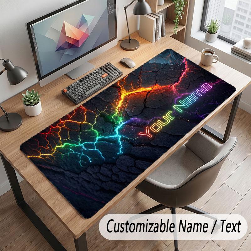 City Cyberpunk Theme Customized Mouse Pad Personalized Print Name Text Desk Mat For Home Office Table Decor