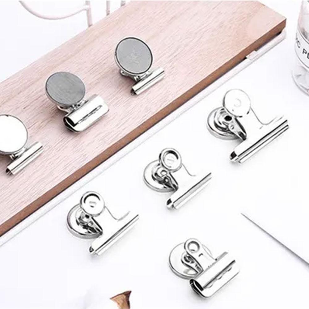 1Box/12Pcs Metal Round Fridge Magnetic Stickers Clips Fridge Wall Memo Note Message Magnet Clamp Holder Whiteboard Magnet Tools