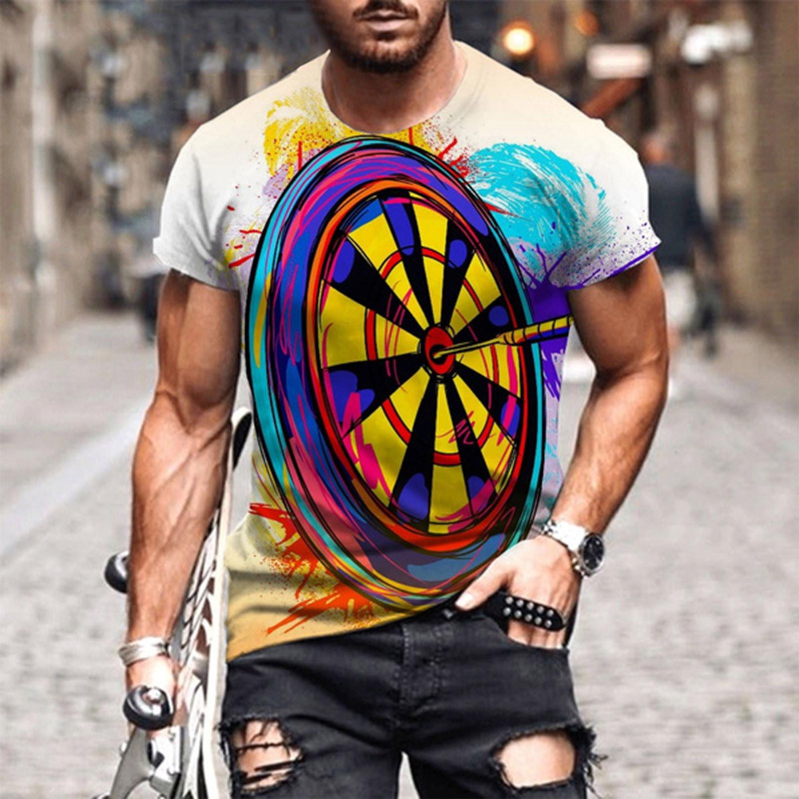 

Мужская весенне-летняя повседневная тонкая футболка с коротким рукавом с 3D принтом, верхняя блузка M жёлтый