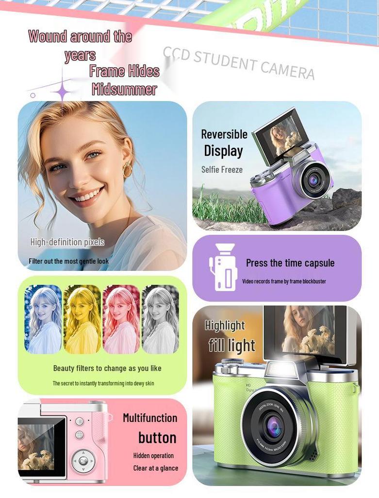 Beliebte HD-Dual-Kamera Retro Digitale Selfie-Kamera für Schüler