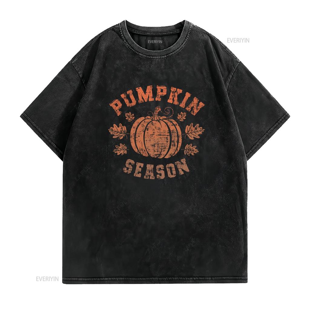Pumpkin Season Distressed T Shirt Fall Halloween Vintage Style orange leafs thanksgiving autumn vintage Washed Stylish graphic