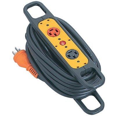 Nichido Hand Reel, 3-Phase 200V Power, 4 Cores x 10m, Black, with Grounding, HR-E310