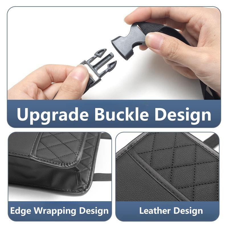 Large Capacity Leather Car Seat Back Storage Bag Waterproof Hanging Garbage Bag Trash Can Car Universal Interior Pocket