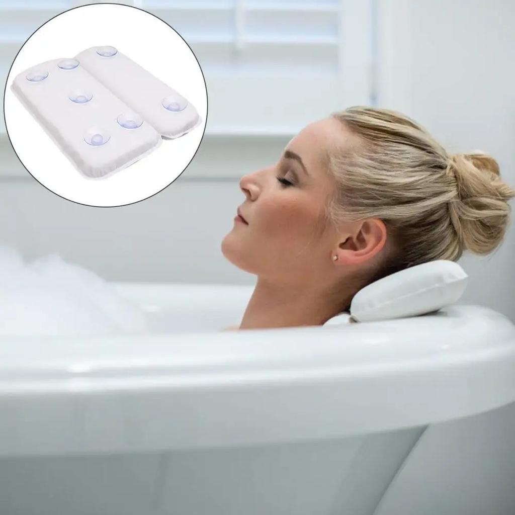 Bathtub Pillow Comfortable Soft Non-Slip Pillow Waterproof Pu Bath Cushion Relaxing Spa Suction Bathroom Headrest Cushion Decor
