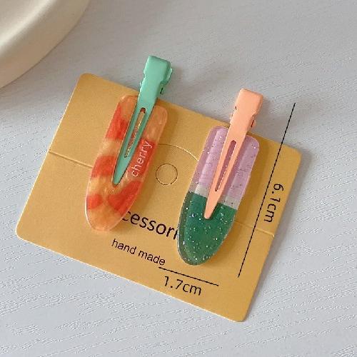 2/3/4 Pcs Simple Sakura Pink Seamless Hair Clip Women Acetate Sheet No Bend Bangs Clip Duckbill Clip Hairpins Hair Styling Tool