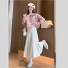 Autumn/Winter High-Waisted Knit Pleated Maternity Skirt - Trendy, Slimming, Age-Reducing Long Skirt with Large Hem