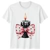 Pink Bow Candle Unisexs TShirt Coquette Halloween Gift For Her