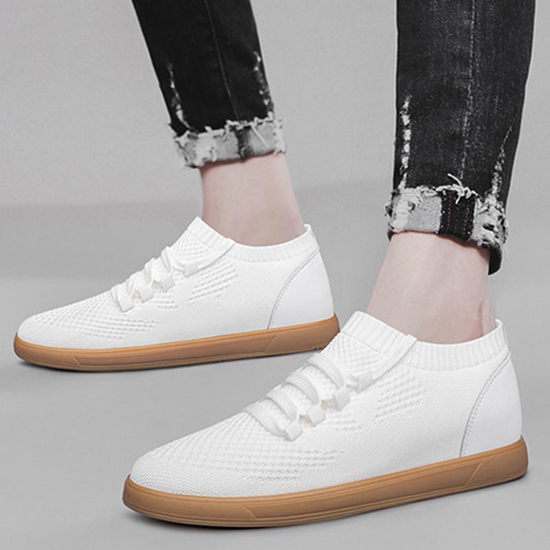 Fashion Men Elevator Shoes Breathable Mesh Height Increase Sneakers Shoes Sports Casual Shoes Invisible Inner Heightening 8cm Man Shoes