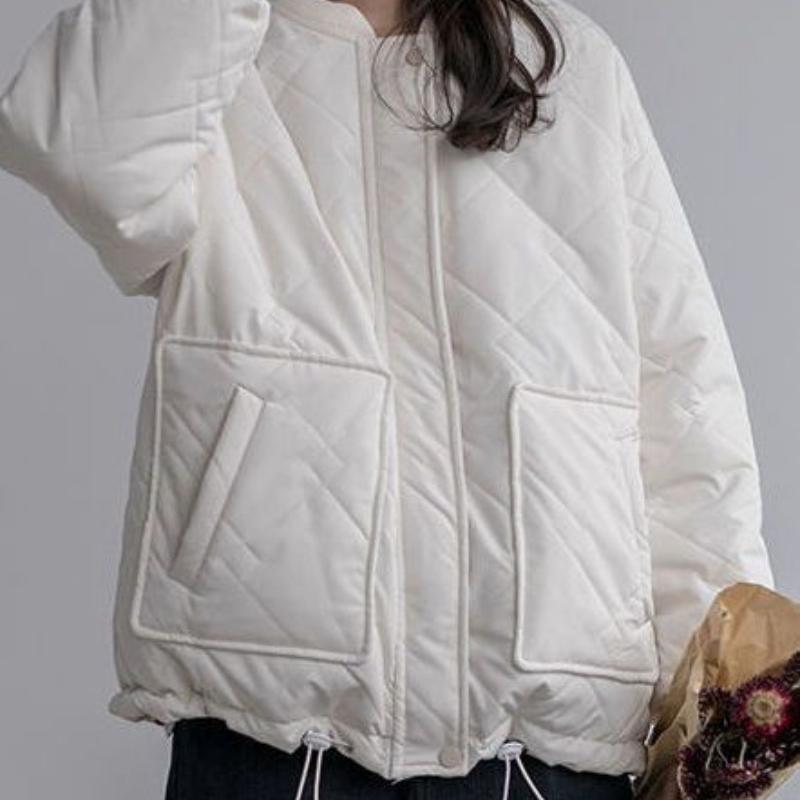 Machine-Washable Women's Lightweight Cargo Cotton-Padded Coat Winter Loose Student Short Padded Jacket