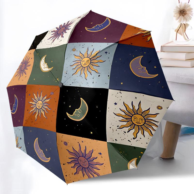 1pc Sun Moon Automatic Open/Close Umbrella Compact Folding Umbrella, All-Season Portable Umbrella for Women/Men F1124324
