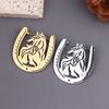 Western-Style Horseshoe Brooch Hollow-Out Horse Metal Pin Denim Backpack Embellishment Outdoor Casual Pins Accessory 1Pc
