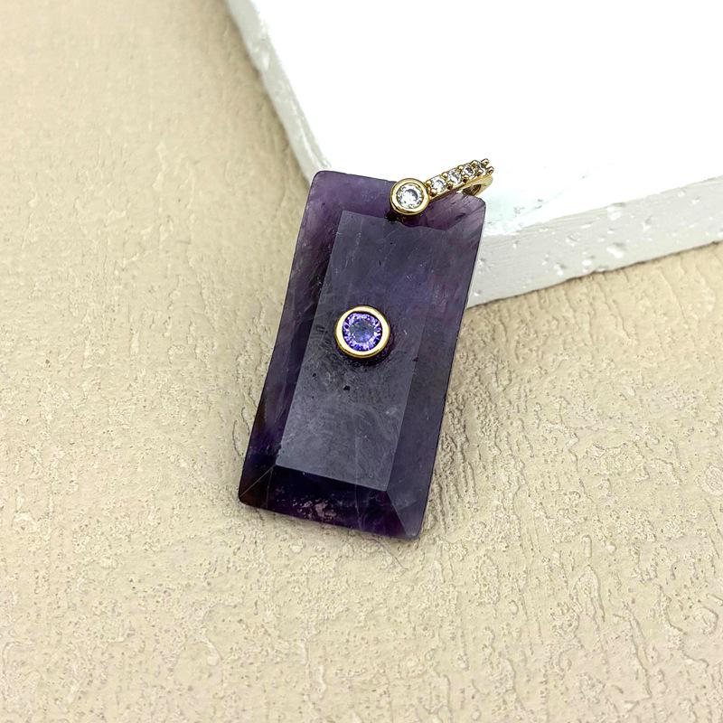 Natural White Crystal Rectangular Pendant Necklace Jewelry Accessories