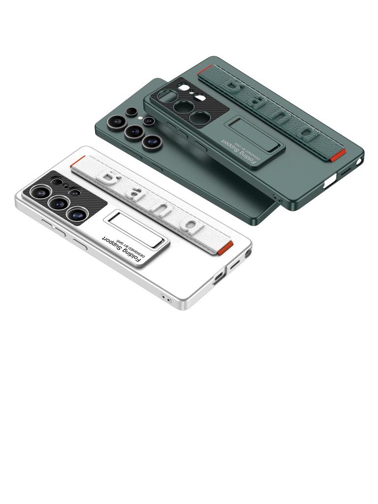 Samsung S25 Ultra/S24 Plus/S23U Phone Case with Elastic Wristband and Ultra-Thin Stand for Full Coverage Protection