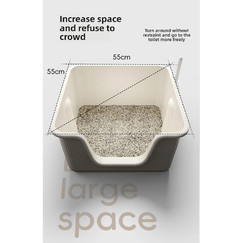 Large Square Cat Litter Box Semi Enclosed Cat's Sandbox Heighten Anti Splash Toilet for Cat Sand Leakage Pedal Cats Bedpans