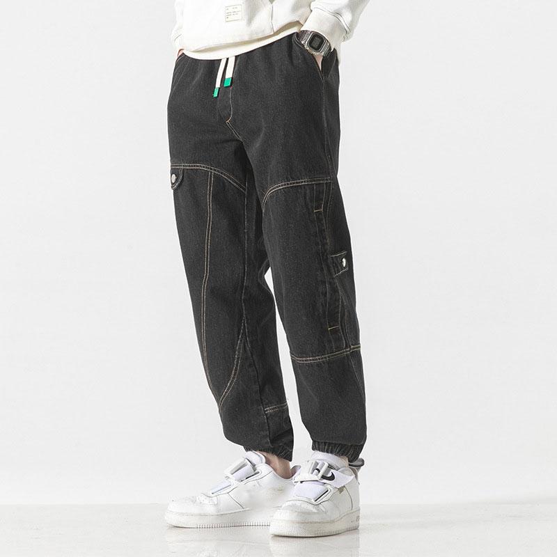 S-8XL Loose Bundle Feet Men's Fashion Brand Nine-point Spring and Autumn Pants Jeans Plus Size
