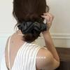 Gray Gray Bow Square Circle Large Intestine Hair Circle Head Flower High-Quality Ponytail Pill Head Ring Hair Ornament Women
