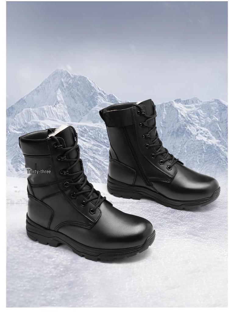 3515 Botas de Vuelo de Lana de Caña Alta para Hombre Strongman - Cremallera Lateral, Resistentes al Desgaste, Cálidas Botas de Invierno para Montar y Entrenamiento al Aire Libre.