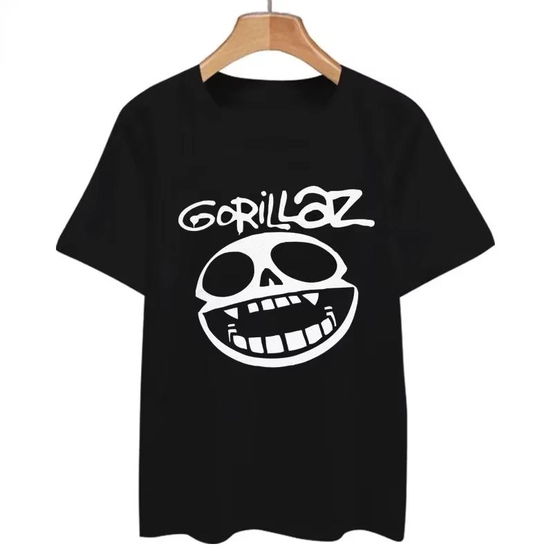 Модная летняя женская мужская футболка Музыкальная группа Gorillazs Панк-рок Принт 90-е Высококачественный хлопок Короткий рукав Оверсайз Футболка 4XL