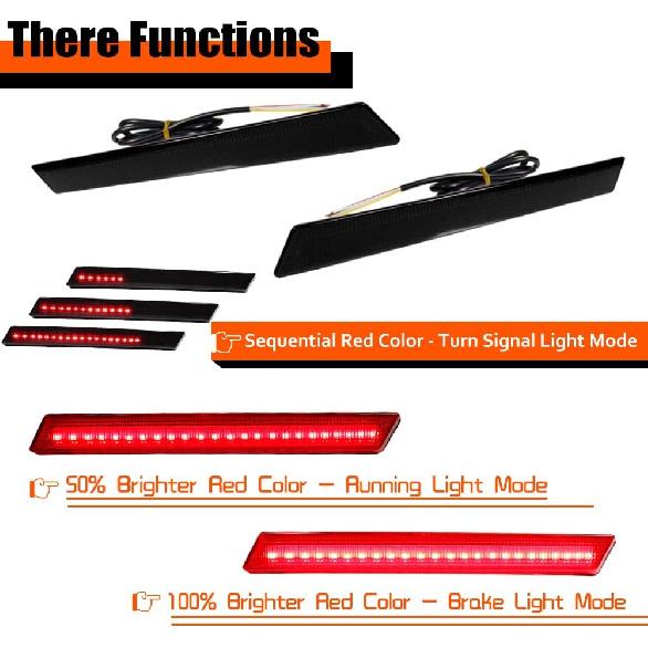 3 IN 1 Led Smoked Lens For 2013 2014 2015 2016 2017 Cadillac XTS Bumper Reflector Tail Lights Turn Signal Brake Stop & Rear Fog Lamps OEM 20874085
