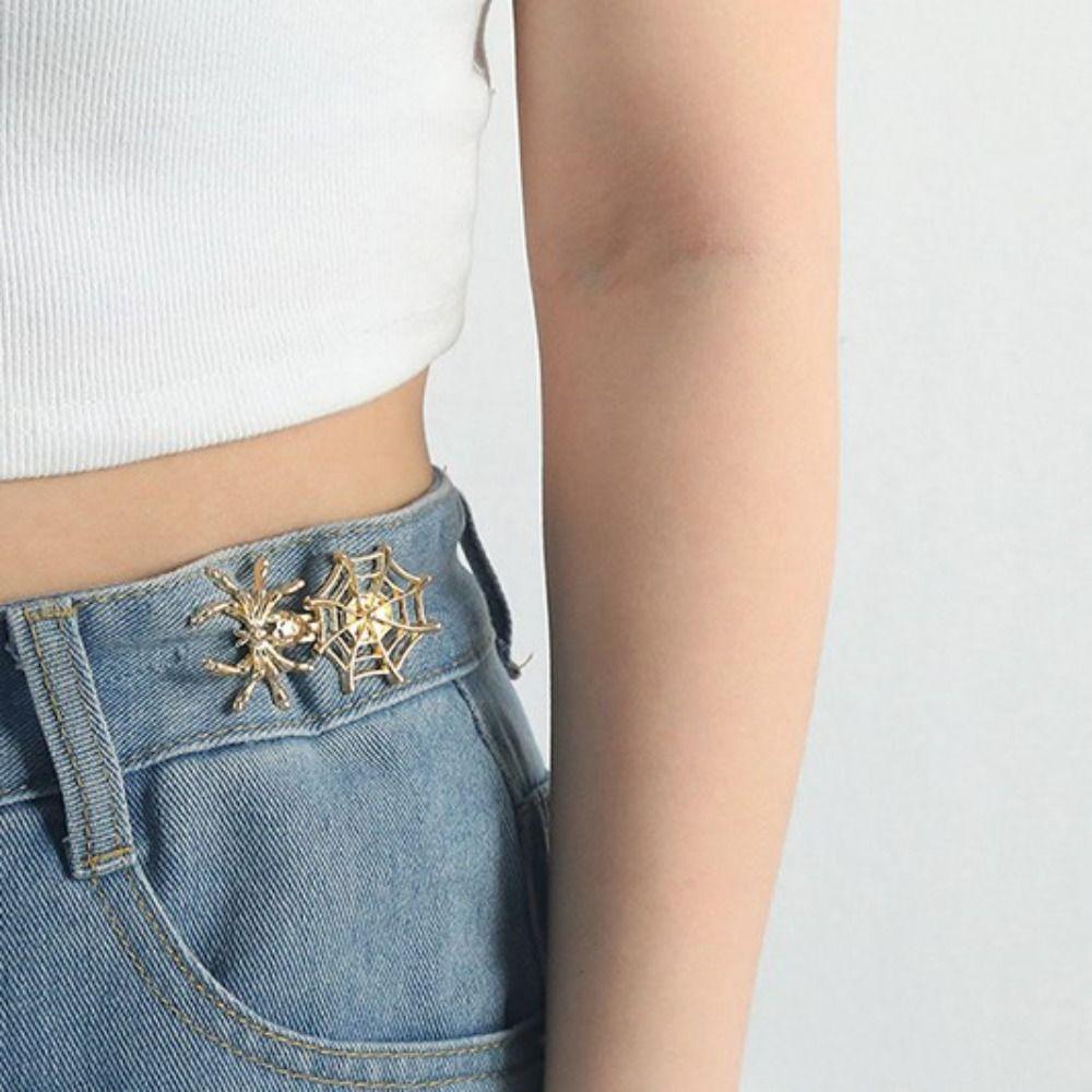 Spider Web Spider Pants Button Tightener Waist Buckle Jean Buttons for Loose Jeans  Jeans