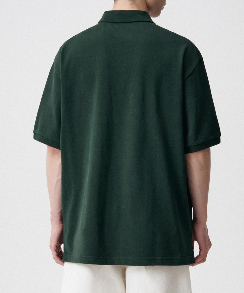 MUSINSA STANDARD Relaxed Fit Pique Polo Shirt [Deep Green]