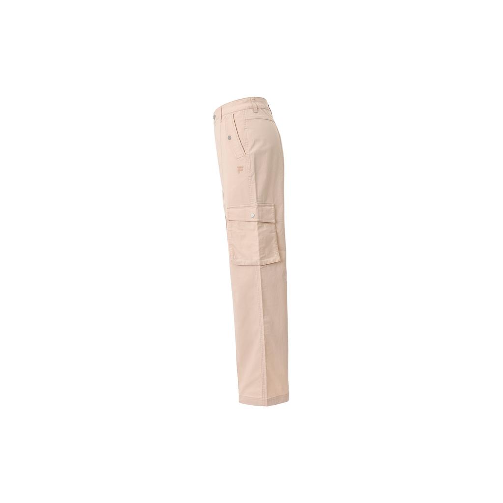 FILA Fusion Workwear Solid Color Mid-Rise Straight-Leg Loose Cargo Outdoor Casual Pants Women pants Champagne-Pink T11W423801FPK