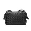 Womens Small Square Leather Crossbody Bag With Woven Detail Soft Genuine Cowhide Shoulder Phone Camera Daily Use