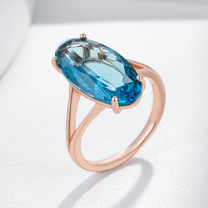 Μεγάλα Οβάλ Δαχτυλίδια Ζιργκόν Μπλε της Θάλασσας Γυναικεία Αξεσουάρ Προσωπικότητας για Πάρτι Καθημερινά Κοσμήματα