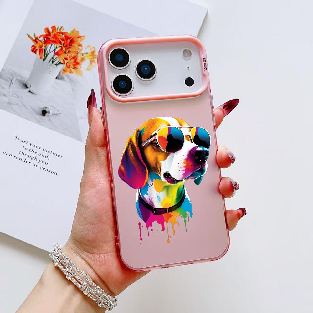 Cute Cat and Dog Phone Case For iPhone 17 16 15 14 13 12 11 Pro Max Air Matte Laser Aurora Shockproof Funda