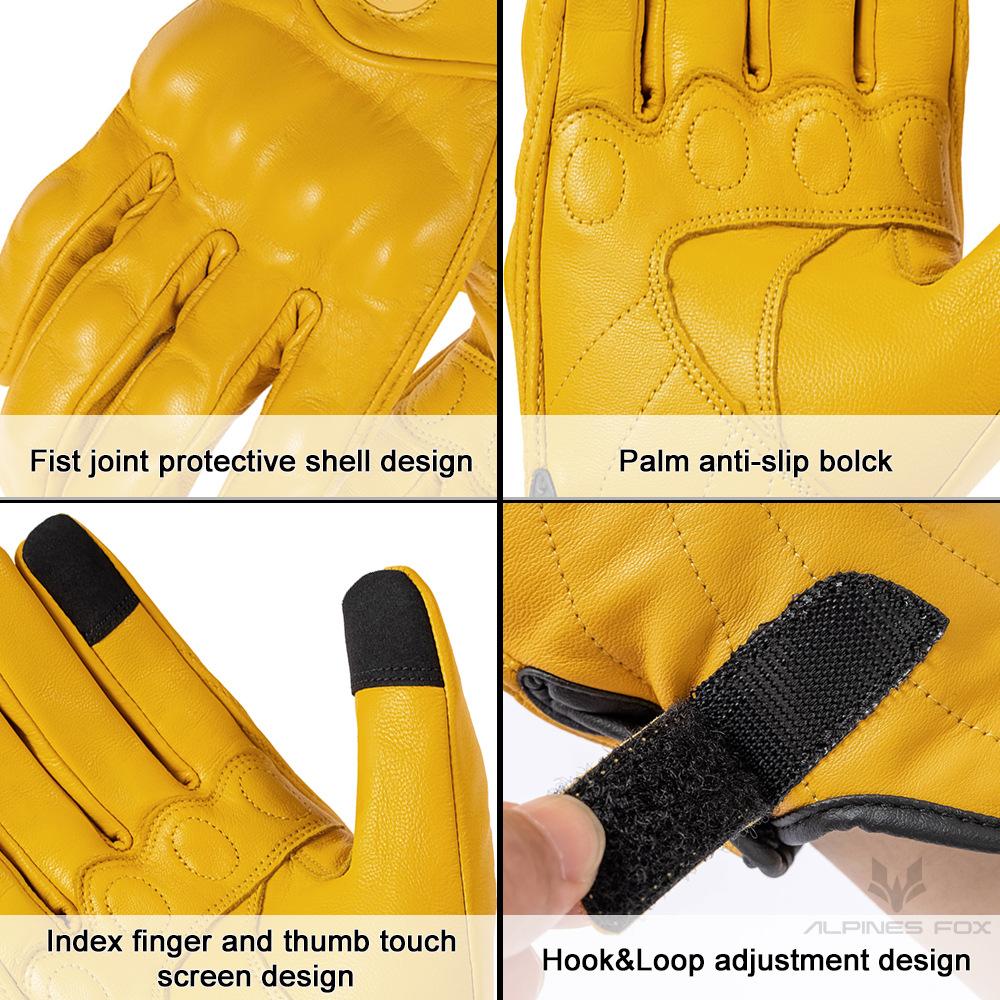 Retro leather locomotive gloves anti-drop shock absorption touch screen