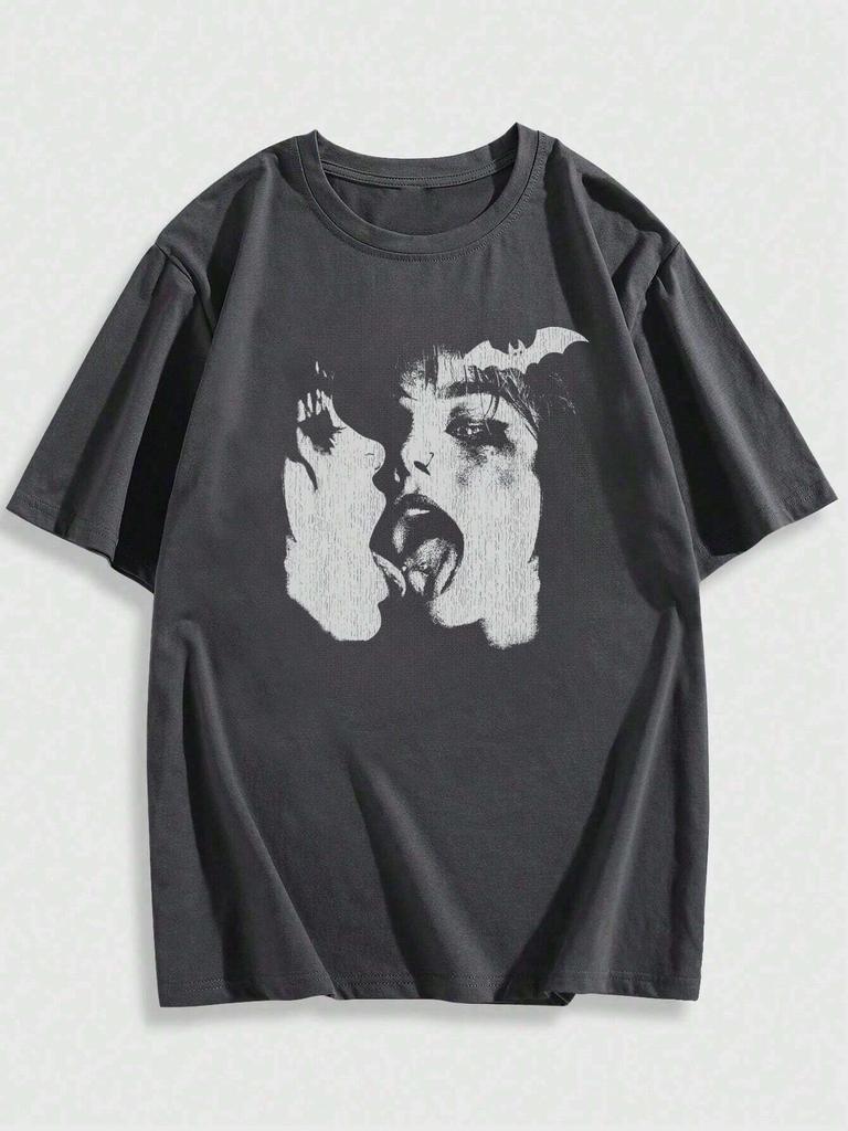 Street Life Summer Portrait Printed Women Men Unisex Cotton T-shirt Luxury Brand Fashion Big Size Top Short Sleeve Classic Tee