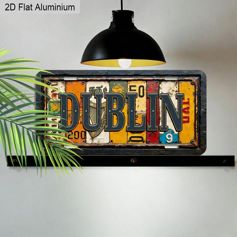 Vintage Dublin Collage Aluminiumschild 12''×6'', Retro Wandkunst für Zuhause Balkon Innenhof, Ideales Geschenk für Irland Reisefans