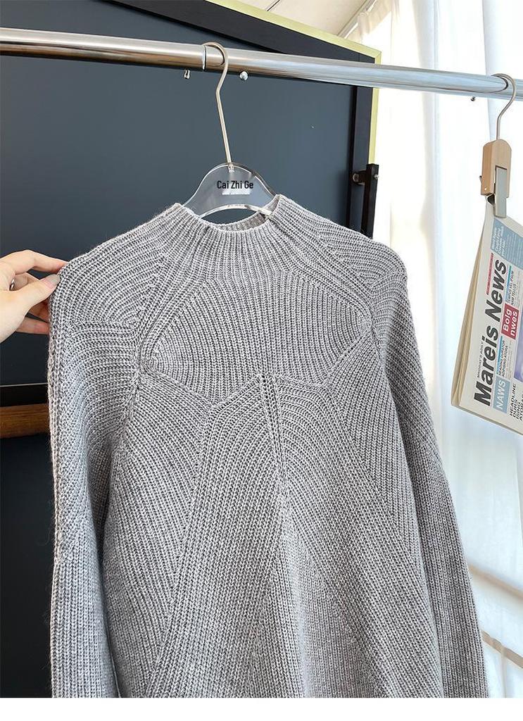 Yingjie Winter '22 French-Style Ribbed Wool Turtleneck Sweater