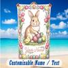 Easter Bunny Theme Beach Towel Personalized Custom Name & Text Soft Quick Dry Beach Towel for Swimming Travel