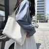 Simple Plaid Canvas Bag Female Single Shoulder Summer Literary Large Capacity Bag
