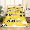 Conjunto de Roupa de Cama com Desenho de Escavadora e Trator de Construção 2/3 Peças King Amarelo Capa de Edredom Caminhão de Máquinas Capa de Colcha de Poliéster Carro para Crianças