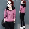 Spring and Autumn Fashionable Hooded Sweatshirt Women's Long-sleeved Casual Sportswear Loose Two-piece Set