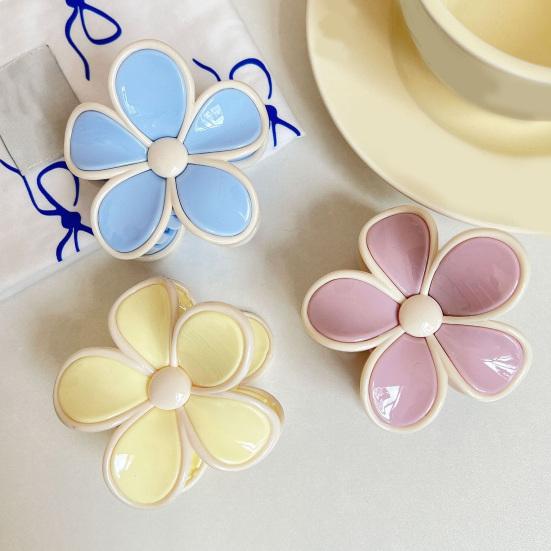 Hair Clip Flower-Shaped Candy Color Hairpin Back Head Hair Claw No Hair Damage Hair Decoration Daily Wear