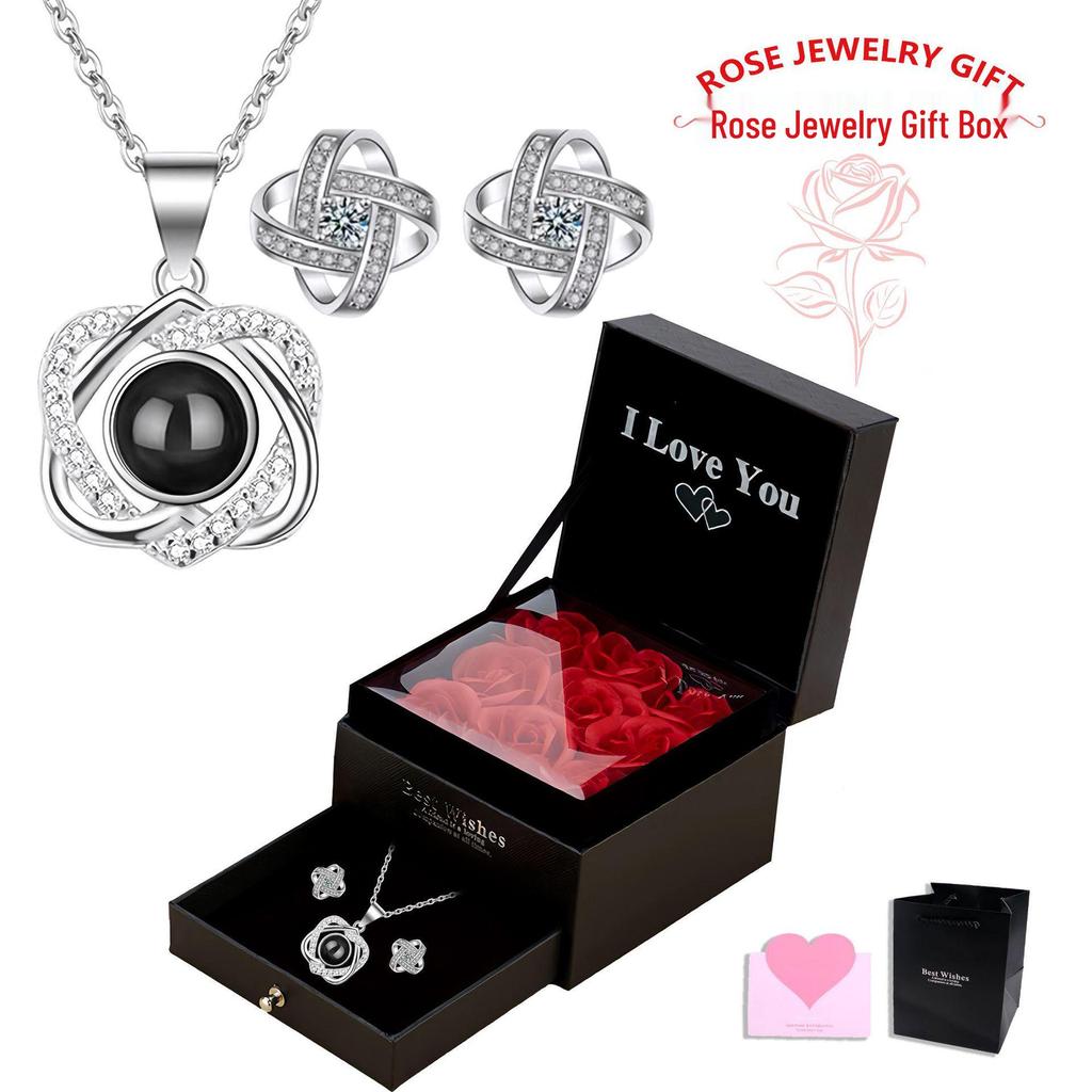 Naszyjnik Projekcyjny 'Kocham Cię' w 100 Językach - Wisiorek w Kształcie Serca