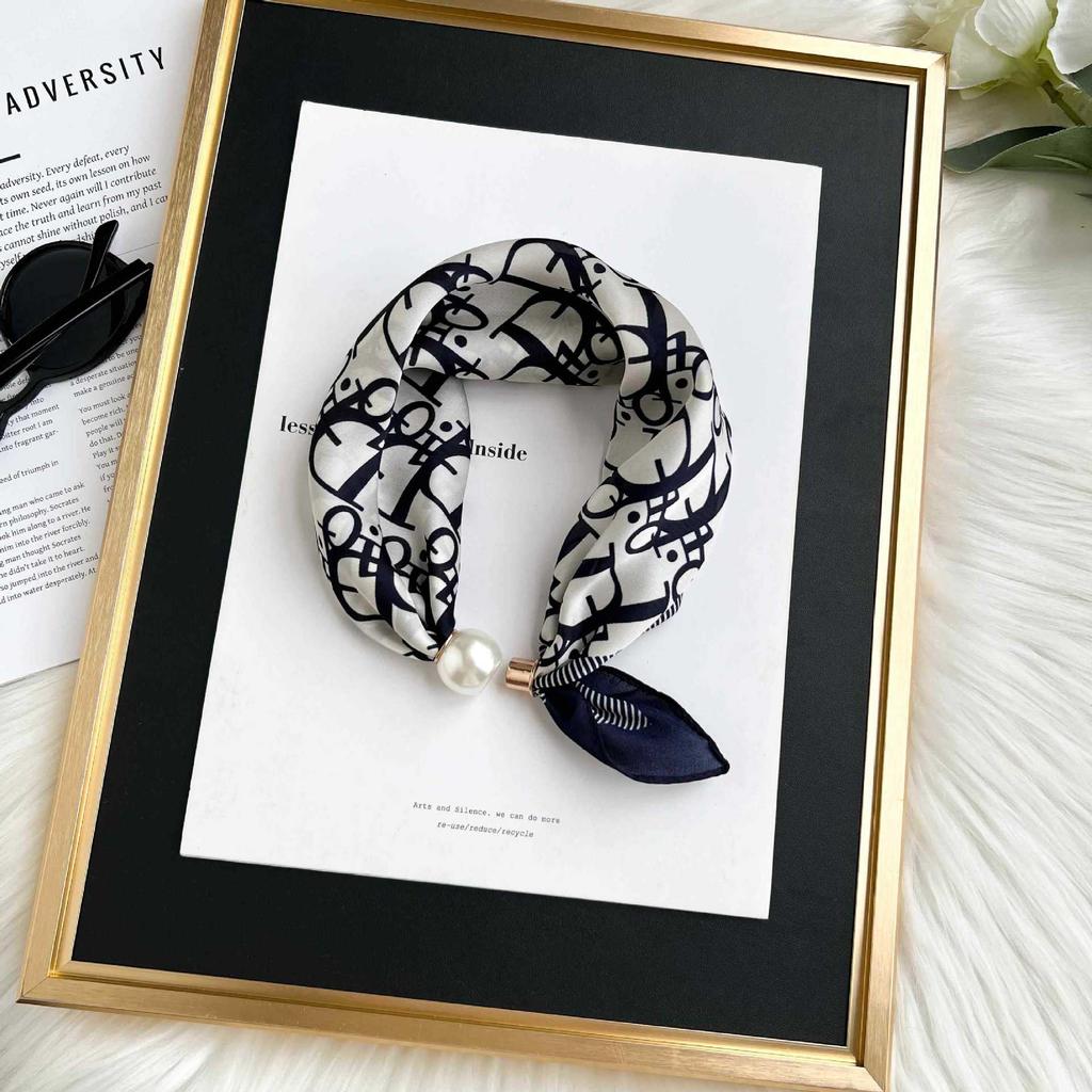 Magnetic Buckle Silk Scarf Headband Internet Celebrity New Magnetic Buckle Bracelet Small Long Women's Summer Casual Necklace Diamond Neck Band