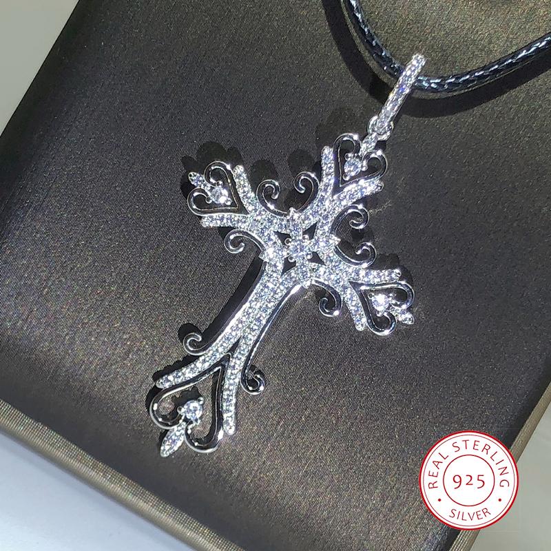 925 Silber Gotisch Dunkler Stil Kreuz Anhänger Halskette Rock Punk Goth Mode Halsketten Für Frauen Männer Schmuck Design Mystisches Geschenk