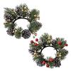 Weihnachtskerzenring, künstliche Tannennadeln, Tannenzapfen, Beeren, Girlande, rustikaler festlicher Kerzenkranz für die Tischdekoration zu Hause