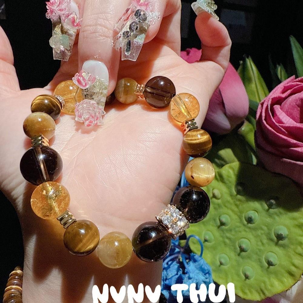 Jinba Combination, Natural Yellow Tower Crystal Tiger Eye Citrine Bracelet, New Chinese Tiger Eye Stone Small Waist Crystal Bracelet.