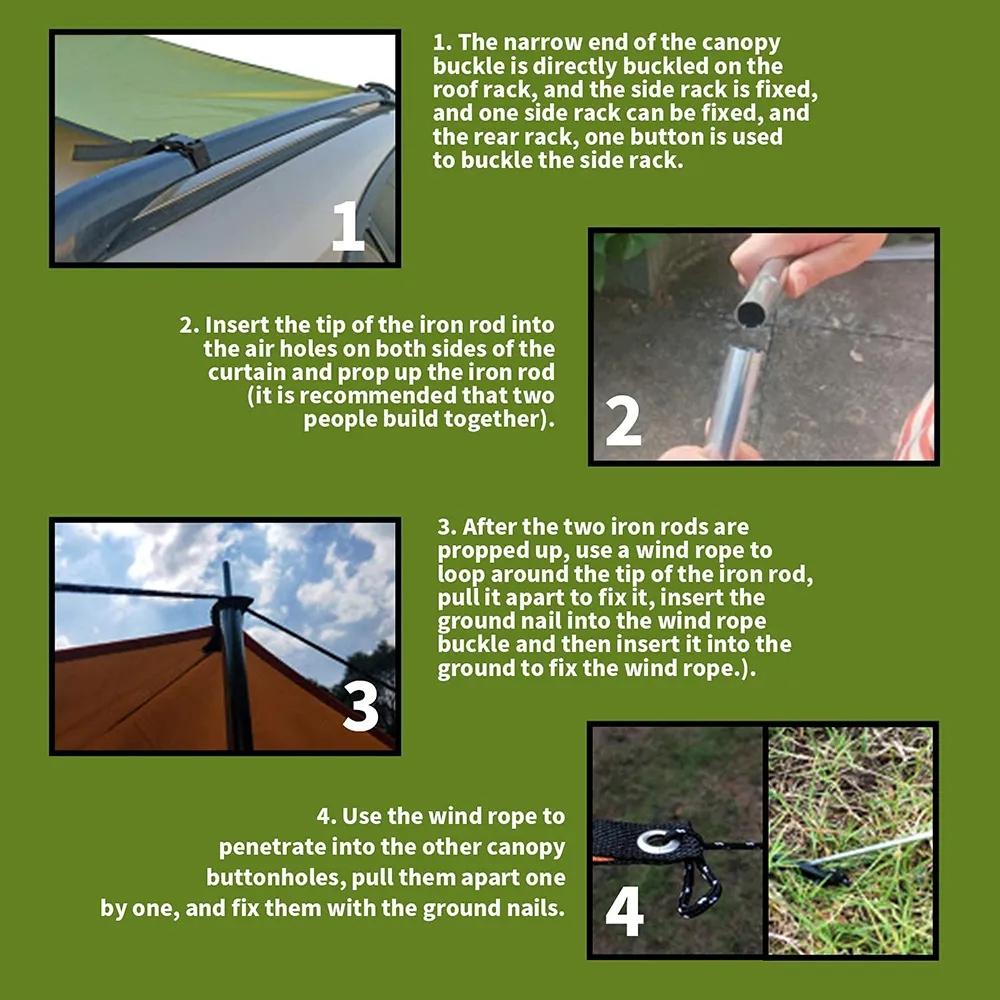 Outdoor-Camping-SUV-Auto-Seitenzelt, UV-Schutz-Carport, tragbarer Auto-Überdachung-Camper-Anhänger-Sonnenschutz für Camping, Outdoor