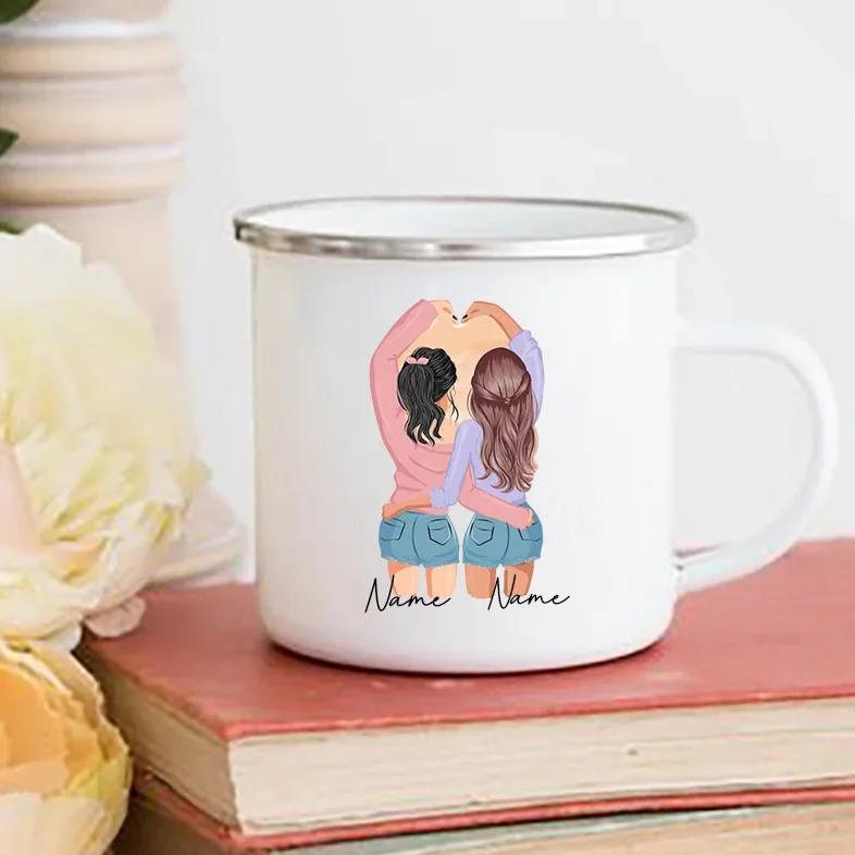 Personalisierte Beste Freundin Tasse Angepasster Name Kaffeetassen Getränke Wein Saft Teetassen Cartoon Mädchen Bedruckte Tasse Geschenke für Freunde