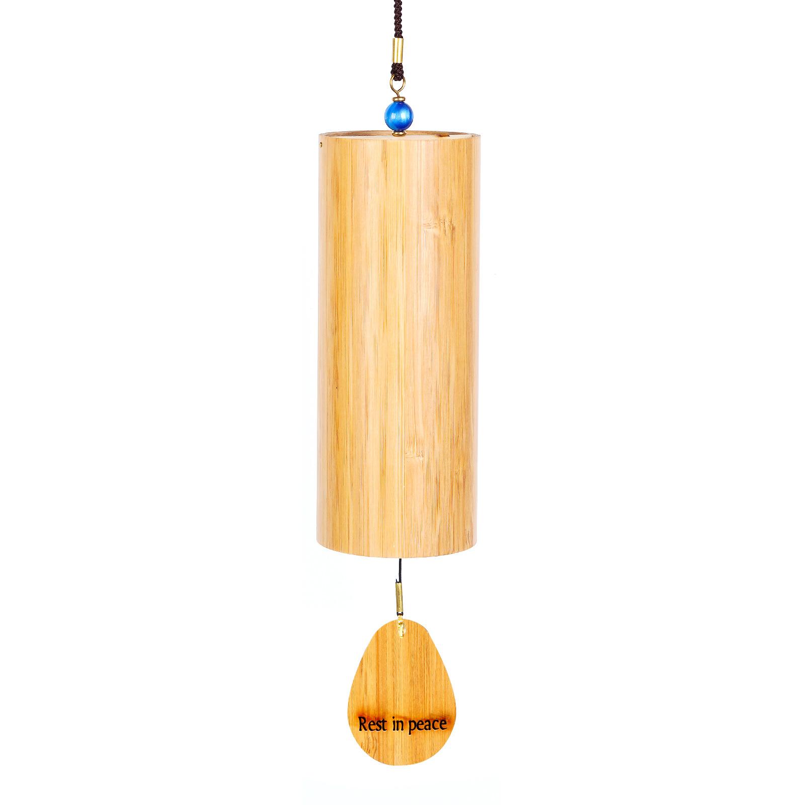 Bamboo Wooden Memorial Chakra Wind Chimes for Outdoor Garden Patio Home Decoration Sound Healing Meditation Relaxation