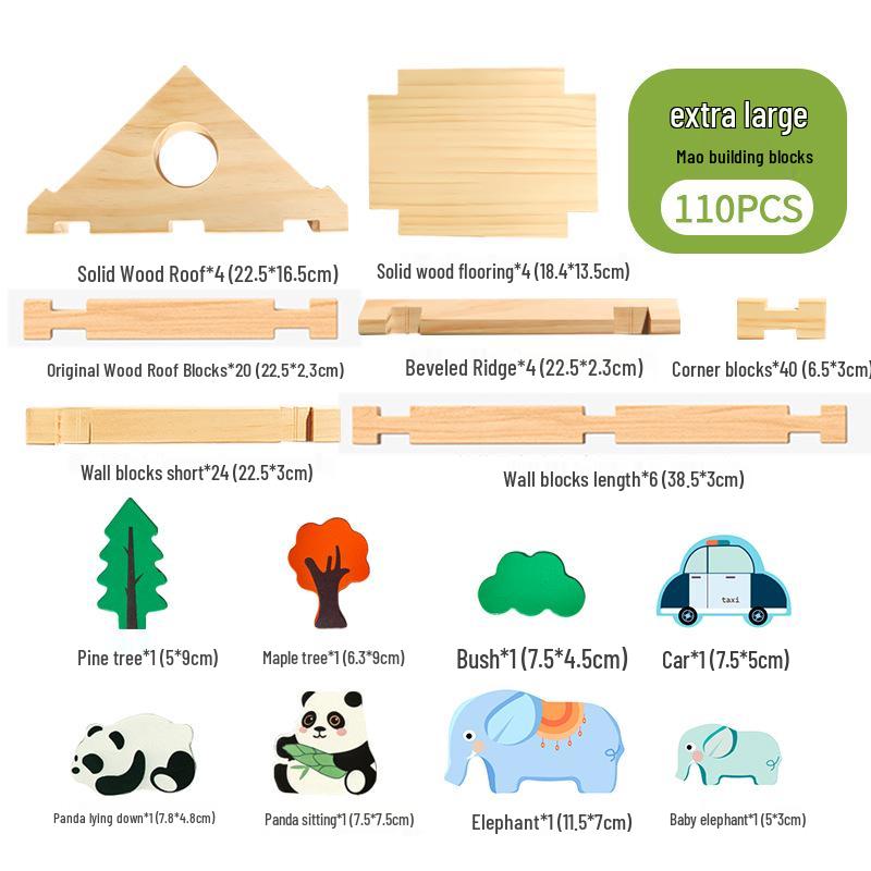 Educational Children's Wooden Building Blocks - Luban Mortise & Tenon, Free Assembly Cabin Gift for June 1st